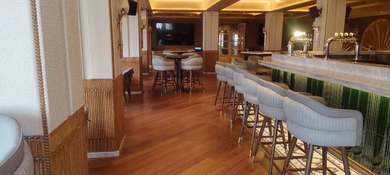 Signature Bar — Engineered Wood, straight-lay, Koramangala, 12000 sq ft — flooring by Rebel Walls & Floors